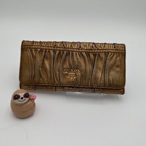 Prada Nappa Gaufre Gold Metallic Wallet